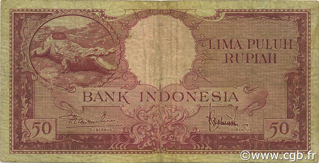 50 Rupiah INDONESIA  1957 P.050a BC