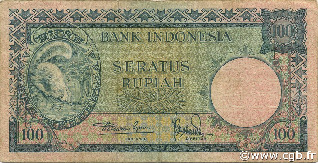 100 Rupiah INDONESIA  1957 P.051 BB