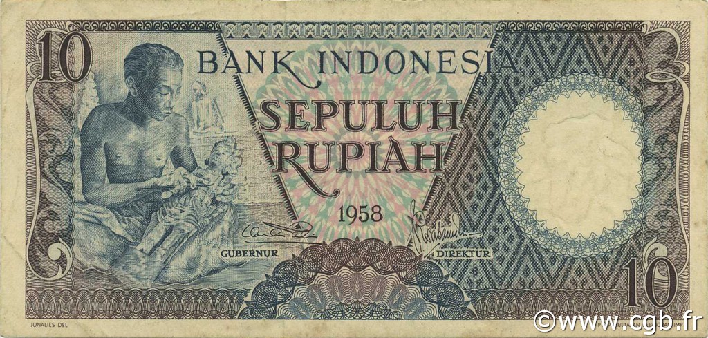 10 Rupiah INDONESIEN  1958 P.056 SS