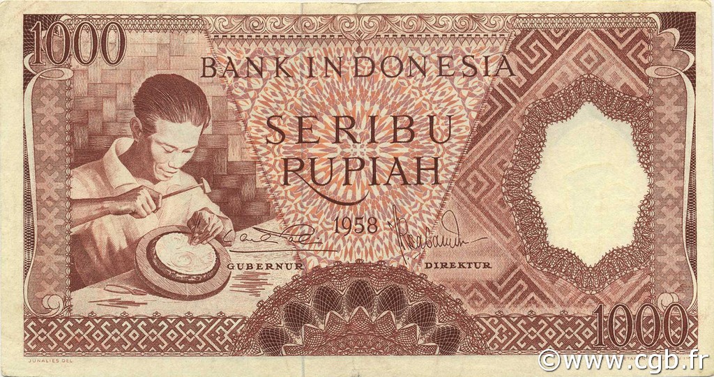 1000 Rupiah INDONESIA  1958 P.061 VF