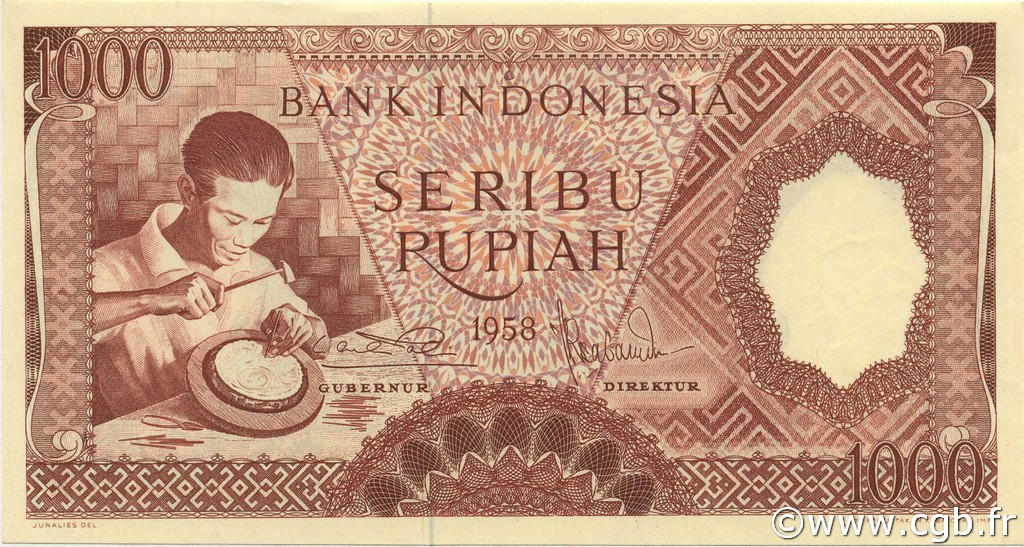 1000 Rupiah INDONESIA  1958 P.061 FDC