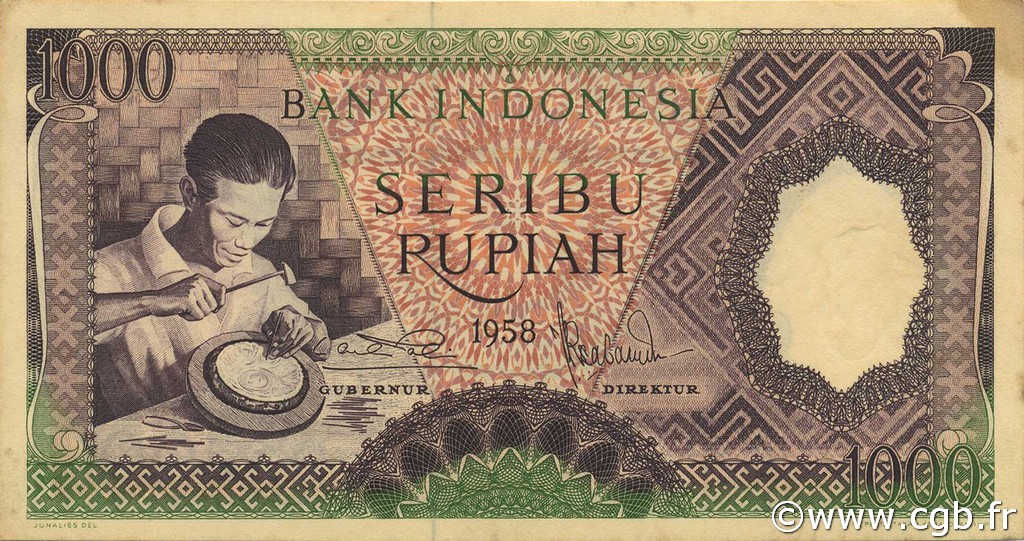 1000 Rupiah INDONESIEN  1958 P.062 VZ