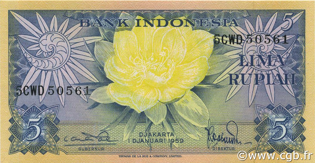 5 Rupiah INDONÉSIE  1959 P.065 pr.NEUF