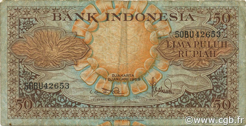 50 Rupiah INDONESIA  1959 P.068a MB