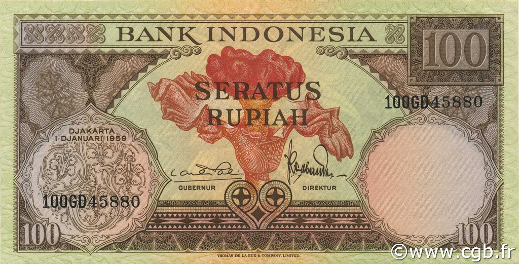 100 Rupiah INDONESIA  1959 P.069 SPL