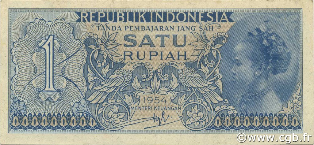 1 Rupiah INDONESIA  1954 P.072 EBC