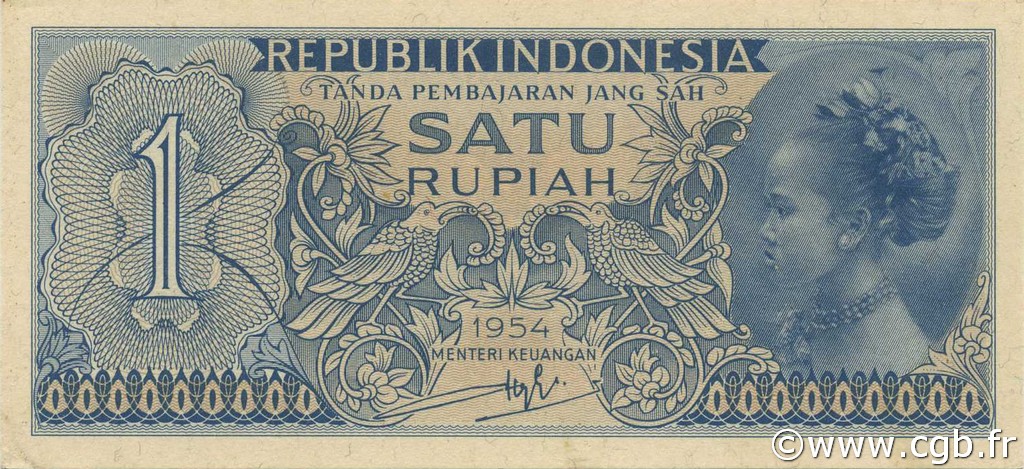 1 Rupiah INDONESIA  1954 P.072 AU