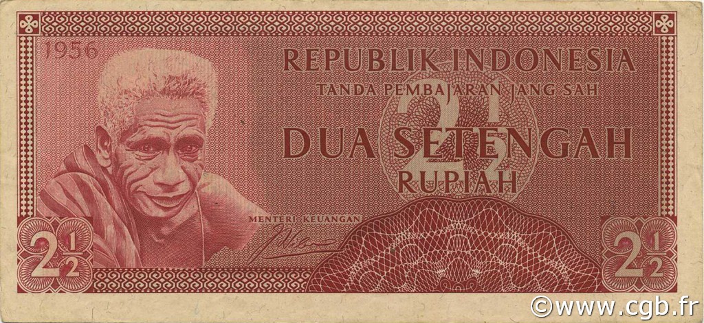 2,5 Rupiah INDONESIA  1956 P.075 VF