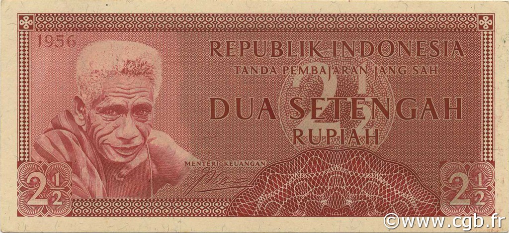 2,5 Rupiah INDONESIA  1956 P.075 AU