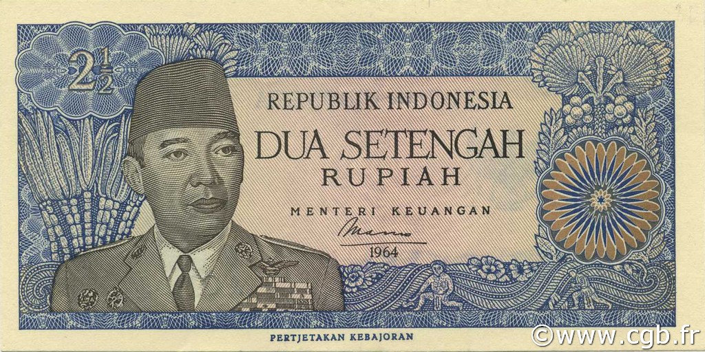 2,5 Rupiah INDONESIA  1964 P.081a XF+