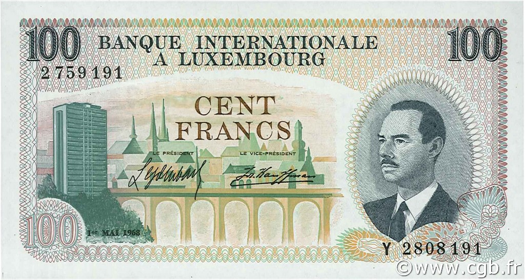 100 Francs LUXEMBOURG  1968 P.14a UNC