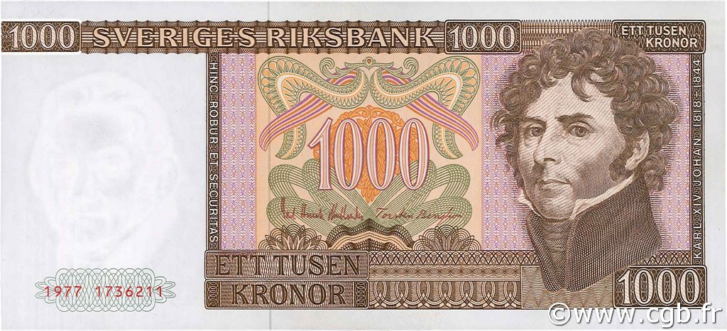 1000 Kronor SWEDEN  1977 P.55a UNC-