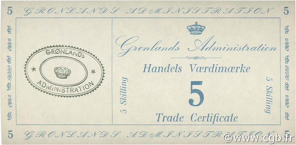 5 Skilling GROENLANDIA  1942 P.M09 SC+