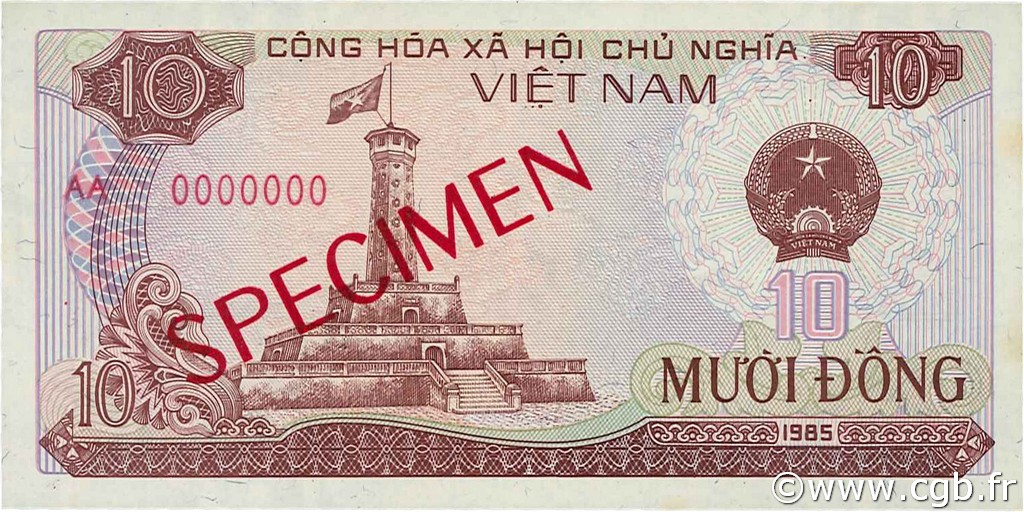 10 Dong Spécimen VIET NAM  1985 P.093s UNC-