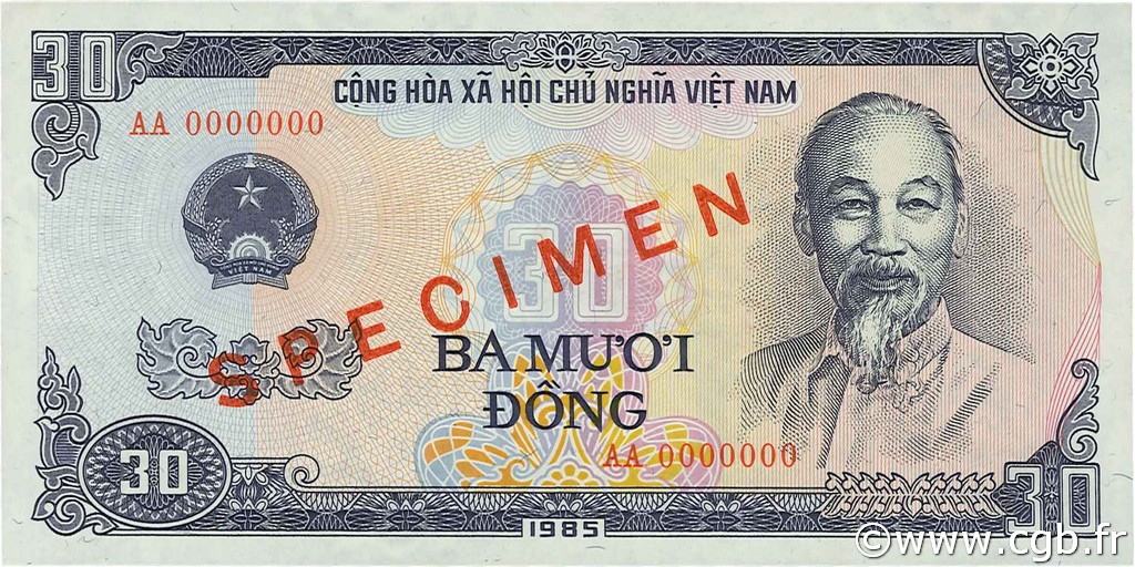 30 Dong Spécimen VIET NAM  1985 P.095s UNC