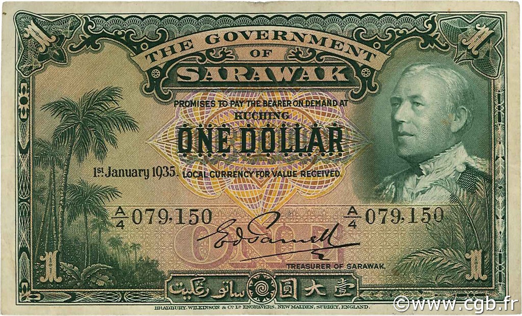 1 Dollar SARAWAK  1935 P.20 SS