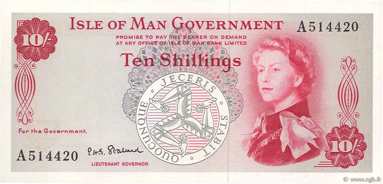 10 Shillings ÎLE DE MAN  1961 P.24b q.FDC
