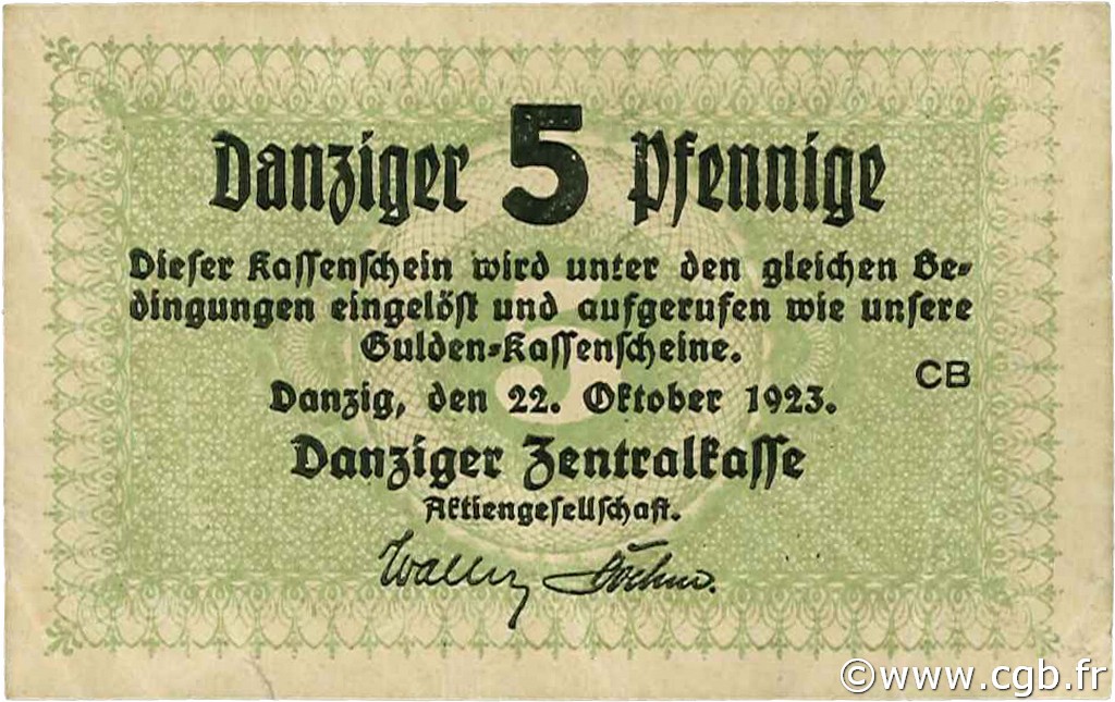 5 Pfennige DANTZIG  1923 P.34a MBC+