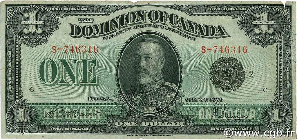 1 Dollar CANADA  1923 P.033f F+