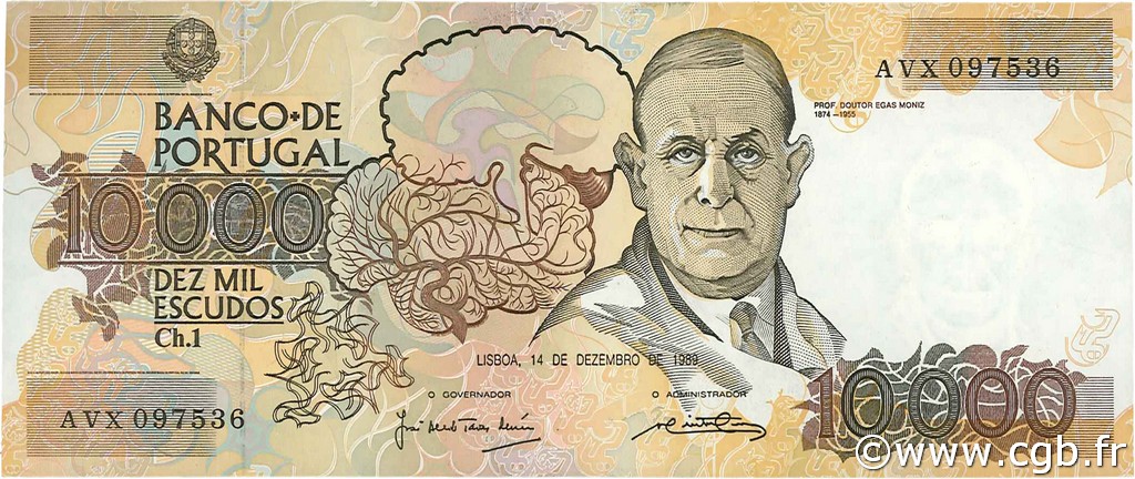 10000 Escudos PORTUGAL  1989 P.185b UNC