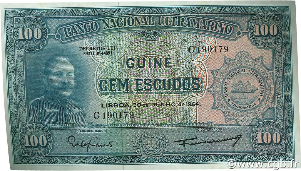 100 Escudos PORTUGUESE GUINEA  1964 P.041a SC