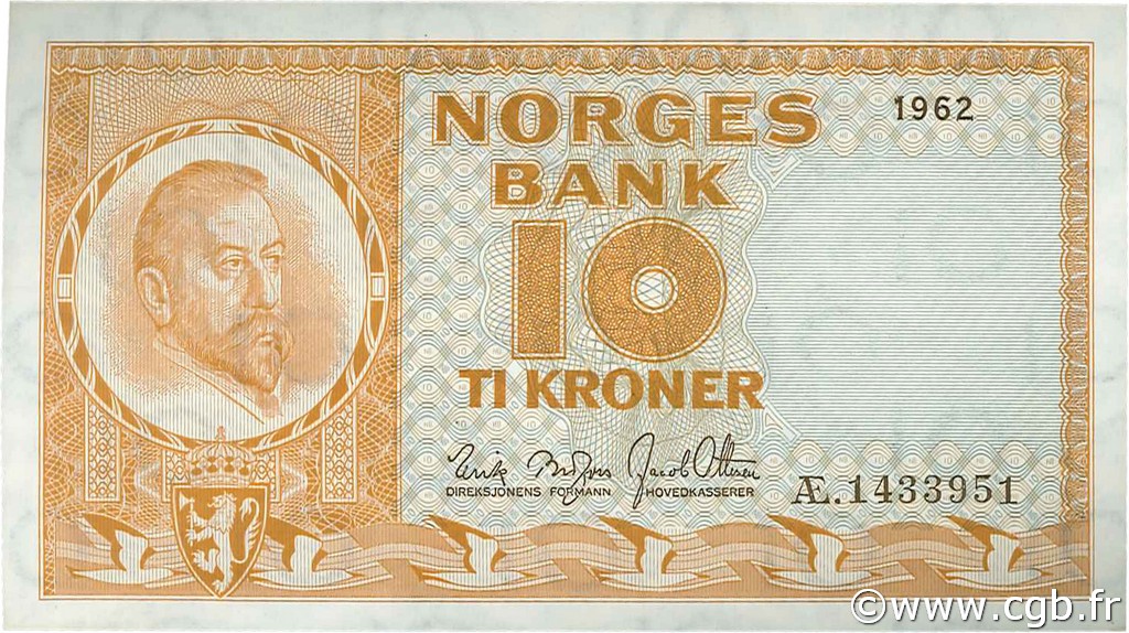 10 Kronor NORVÈGE  1962 P.31c UNC
