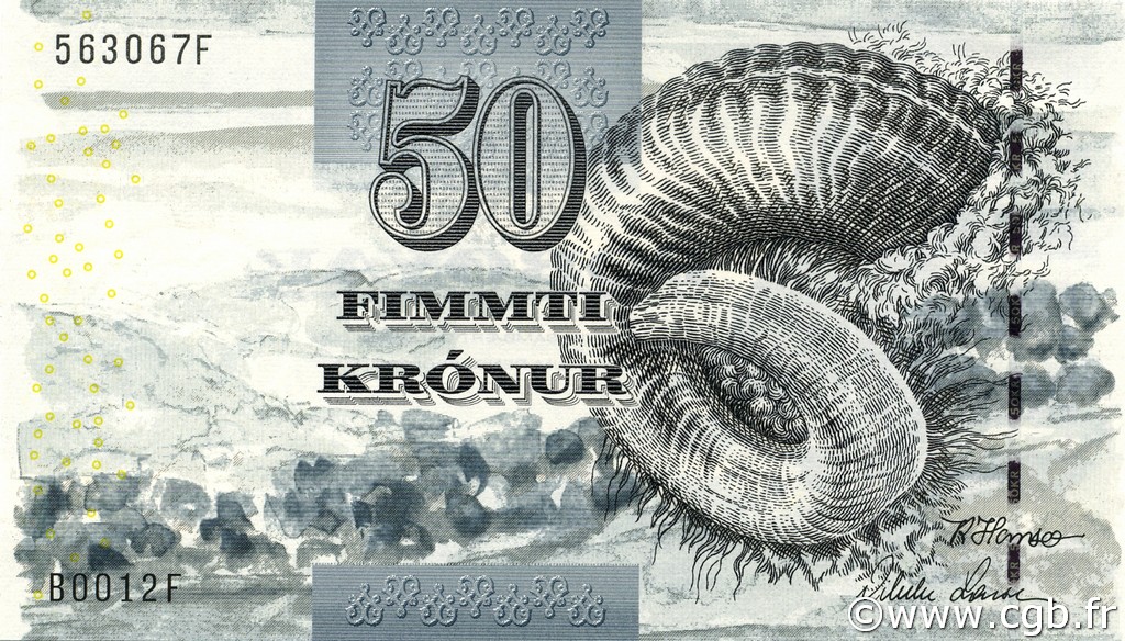 50 Kronur ÎLES FEROE  2001 P.24 SUP+