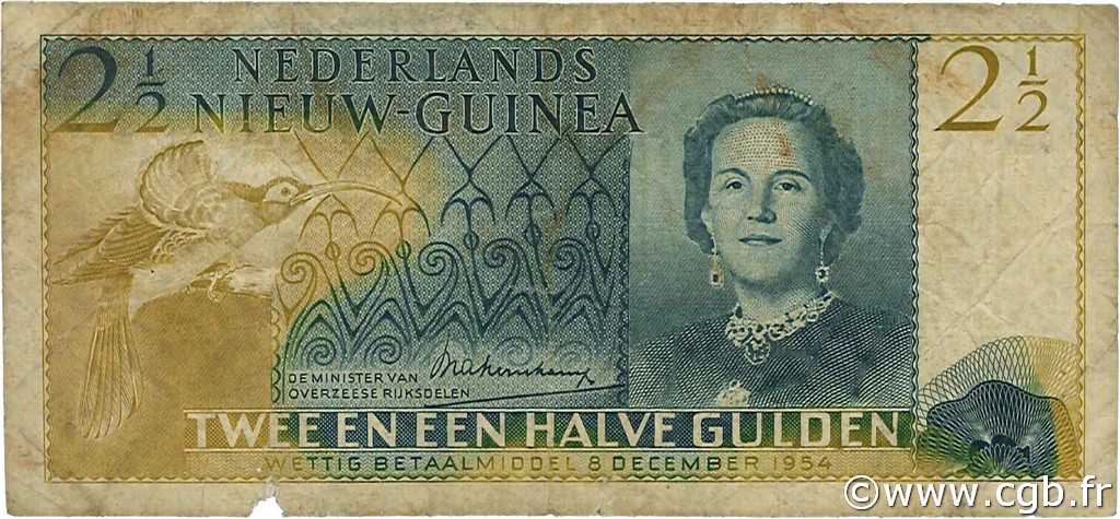 2,5 Gulden NETHERLANDS NEW GUINEA  1954 P.12a RC+