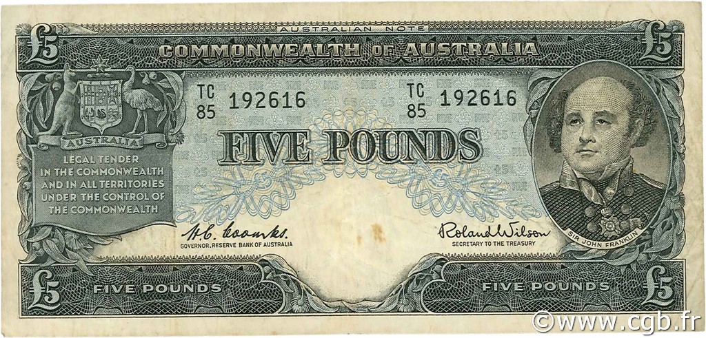5 Pounds AUSTRALIEN  1960 P.35 SS