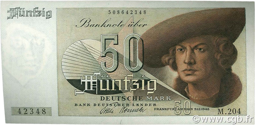 50 Deutsche Mark GERMAN FEDERAL REPUBLIC  1948 P.14 VF