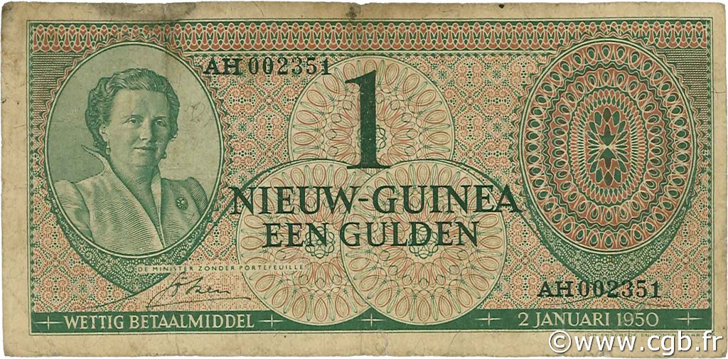1 Gulden NETHERLANDS NEW GUINEA  1950 P.04 q.MB