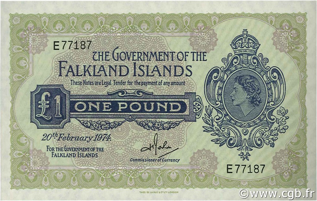1 Pound FALKLAND ISLANDS  1974 P.08b UNC