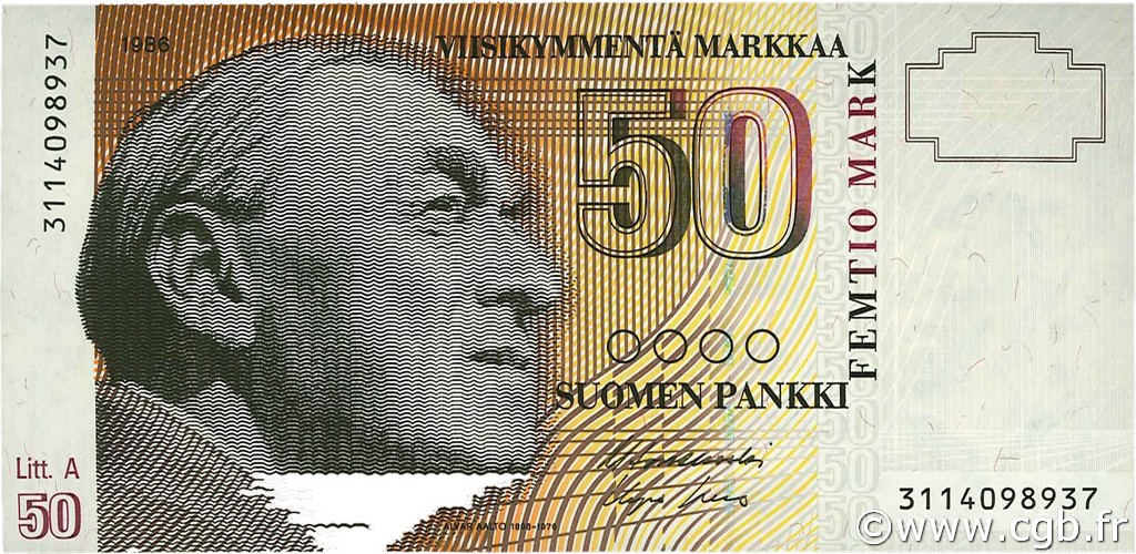 50 Markkaa FINLANDIA  1986 P.118 FDC