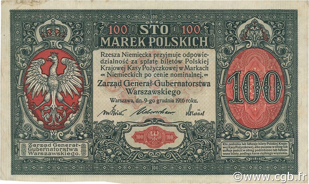 100 Marek POLAND  1916 P.015 VF