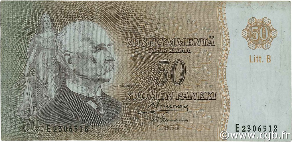 50 Markkaa FINLANDE  1963 P.107a TTB