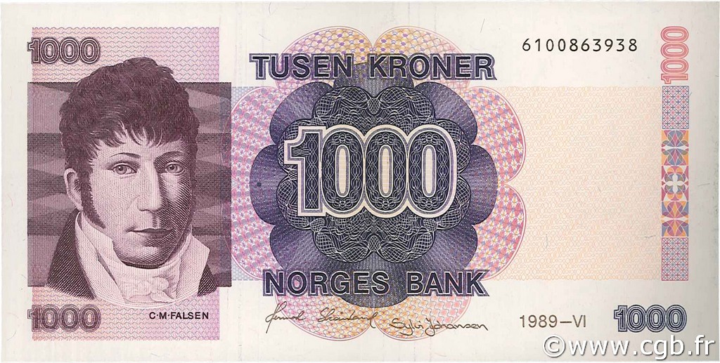 1000 Kroner NORVÈGE  1989 P.45a SC+