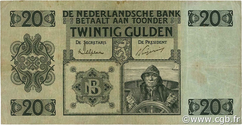20 Gulden NIEDERLANDE  1926 P.044 fSS