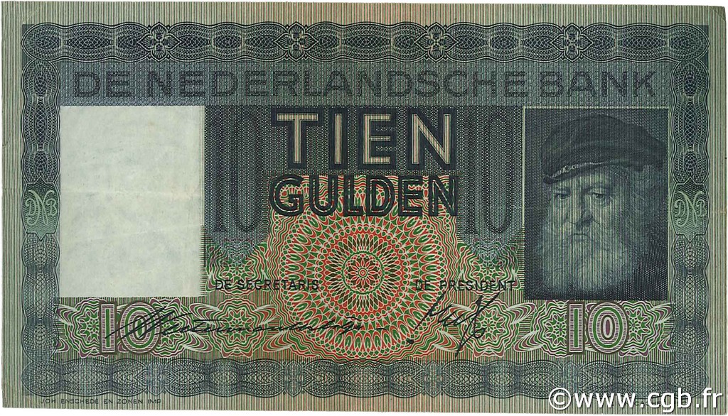 10 Gulden PAíSES BAJOS  1937 P.049 MBC