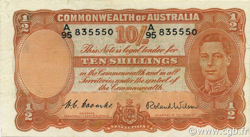 10 Shillings AUSTRALIA  1952 P.25d SPL