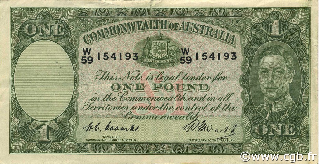 1 Pound AUSTRALIA  1949 P.26c VF