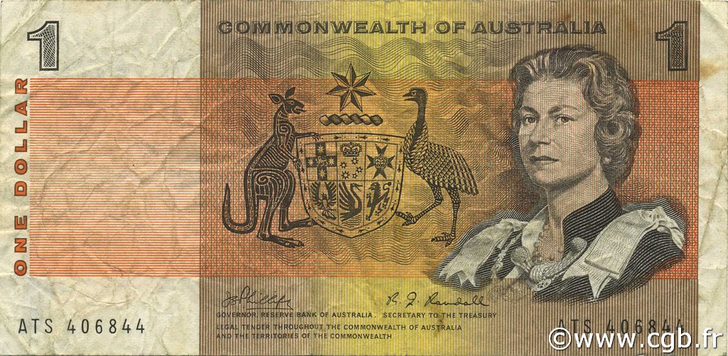 1 Dollar AUSTRALIA  1969 P.37c F