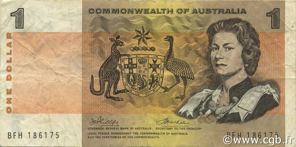 1 Dollar AUSTRALIA  1972 P.37d BC+