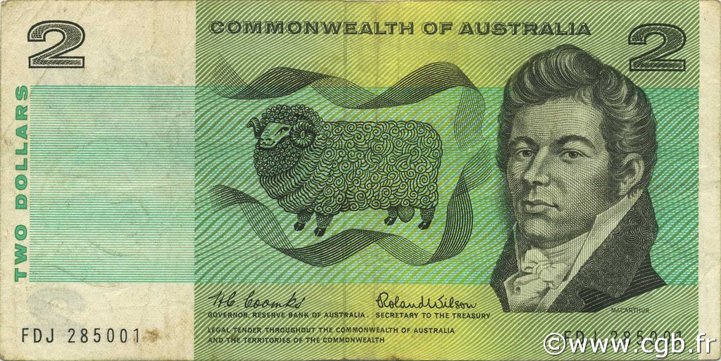 2 Dollars AUSTRALIA  1966 P.38a VF