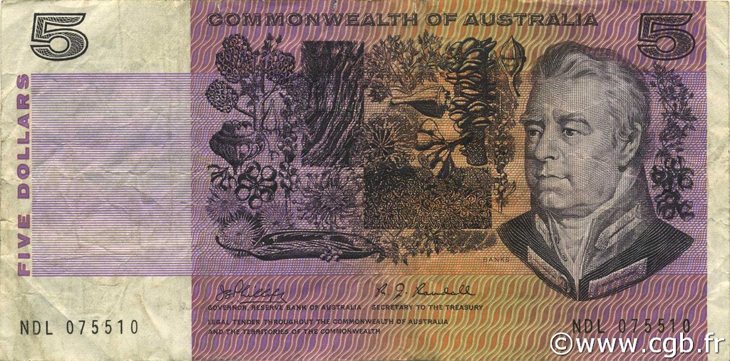5 Dollars AUSTRALIA  1969 P.39a BC a MBC