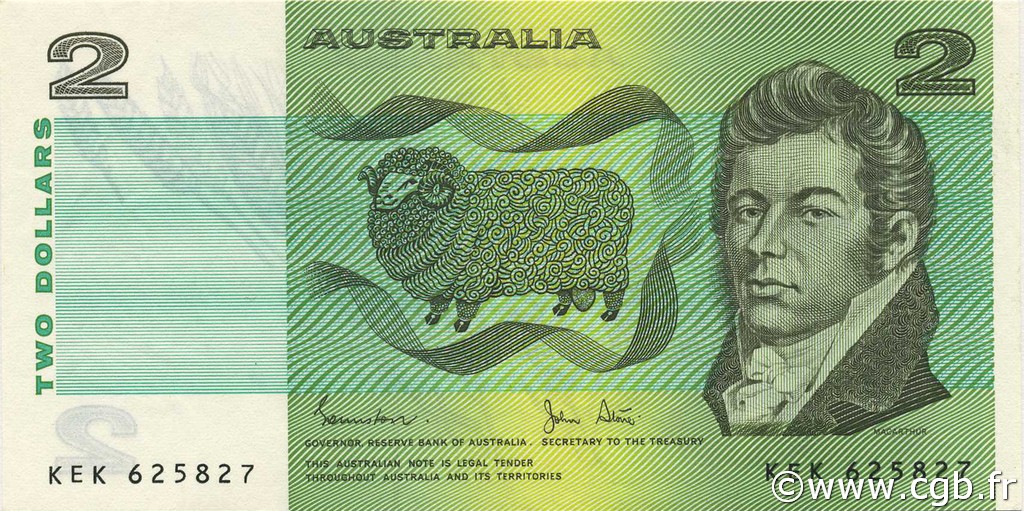 2 Dollars AUSTRALIA  1983 P.43d AU