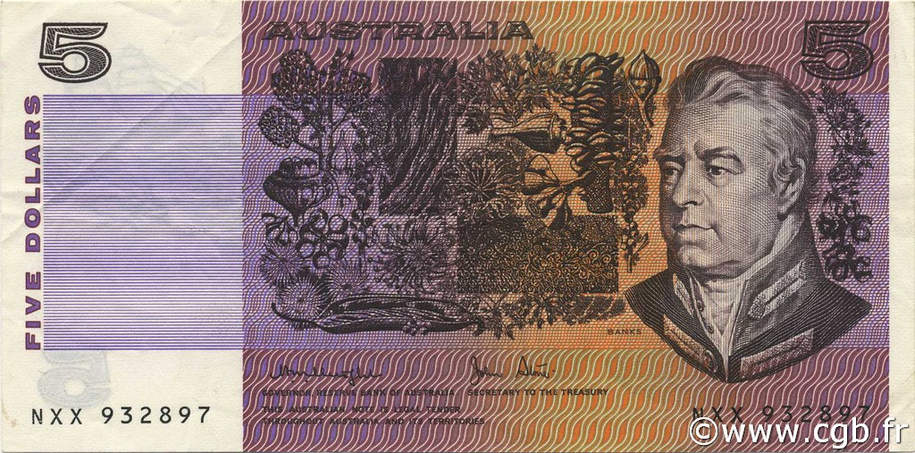 5 Dollars AUSTRALIA  1979 P.44c VF+