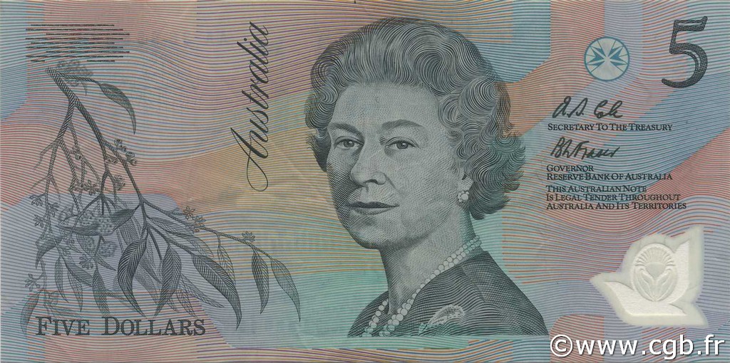 5 Dollars AUSTRALIA  1992 P.50a q.SPL