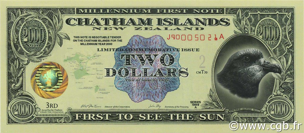 2 Dollars CHATHAM ISLANDS  1999  UNC
