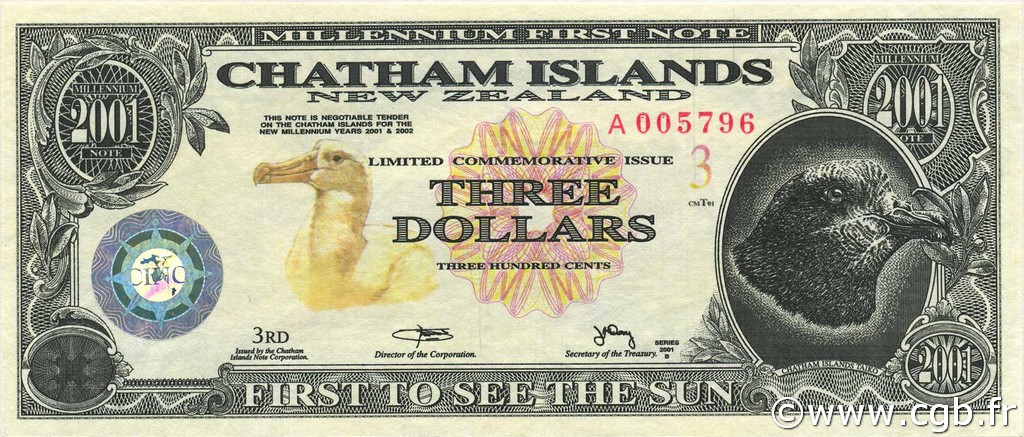 3 Dollars CHATHAM ISLANDS  2001  ST