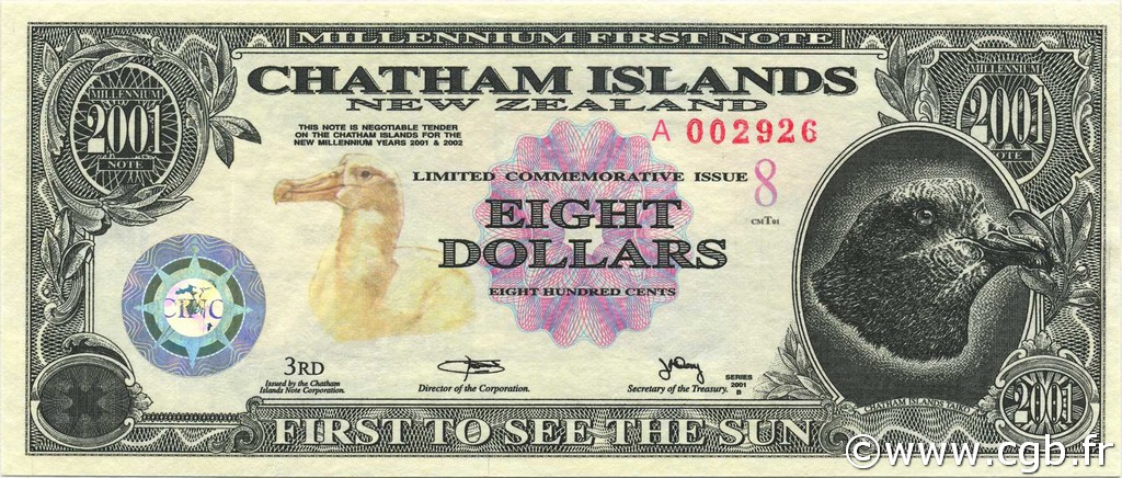 8 Dollars CHATHAM ISLANDS  2001  UNC